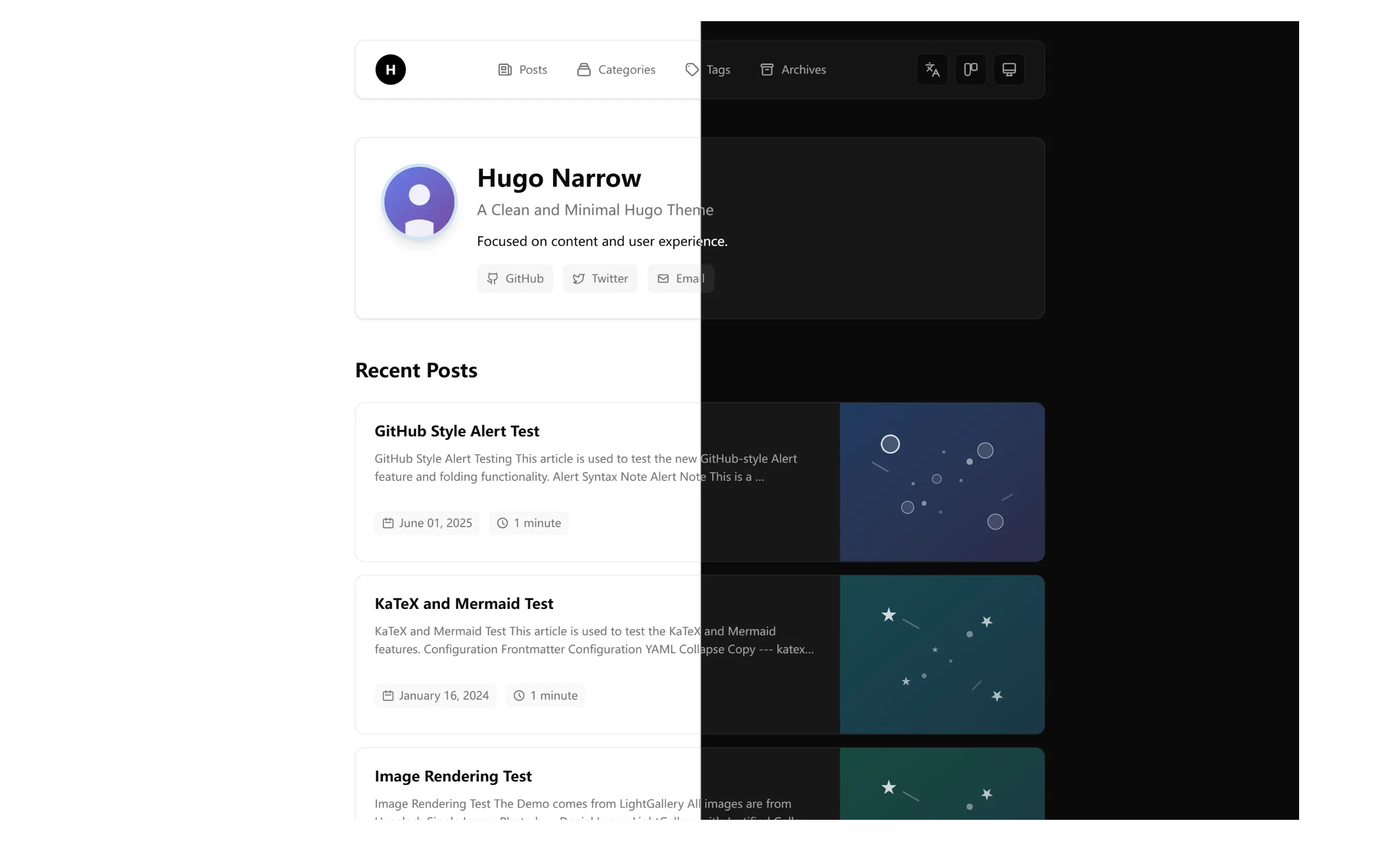 Hugo Narrow Theme